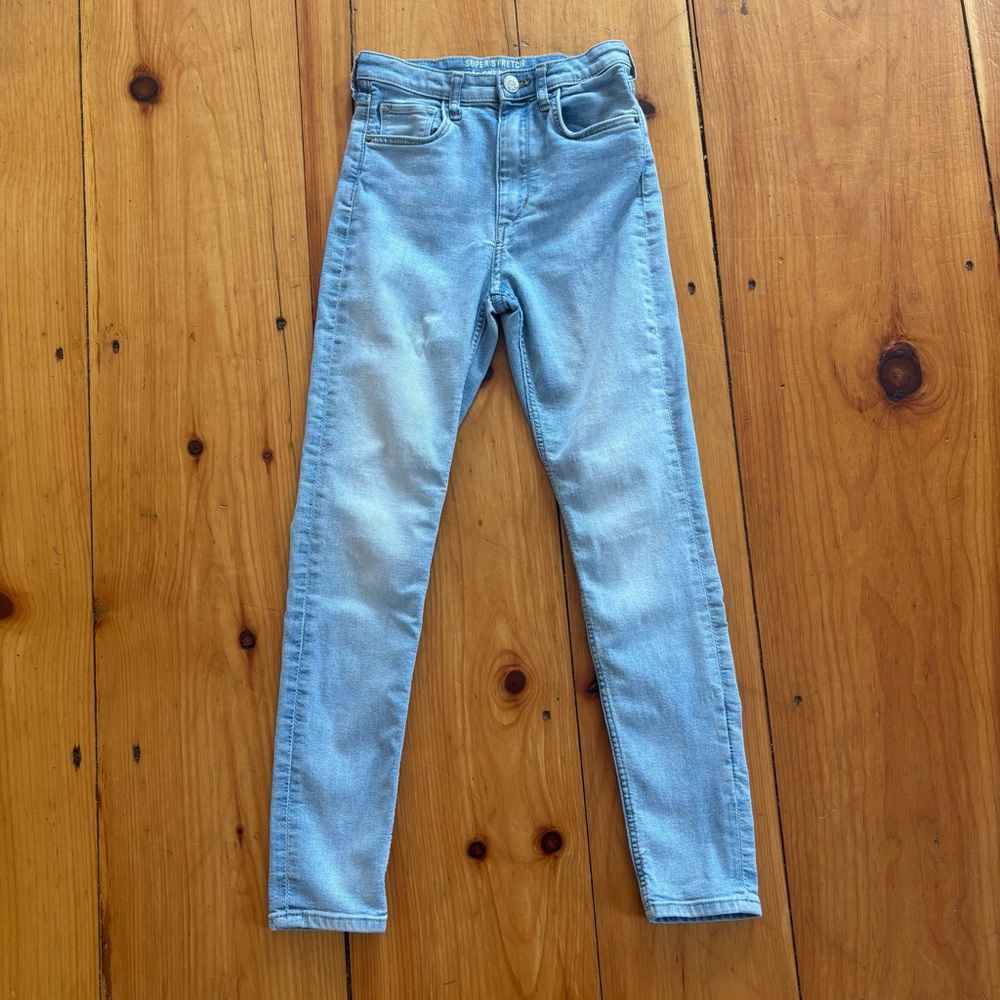 &Denim Light Wash High Waist Skinny Jeans Girls Size 12